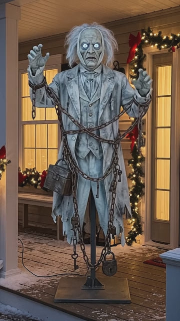 6' Christmas Carol Jacob Marley's Ghost Figure Music Lights Motion Sensor Christmas Home Decor Accent Yard Prop