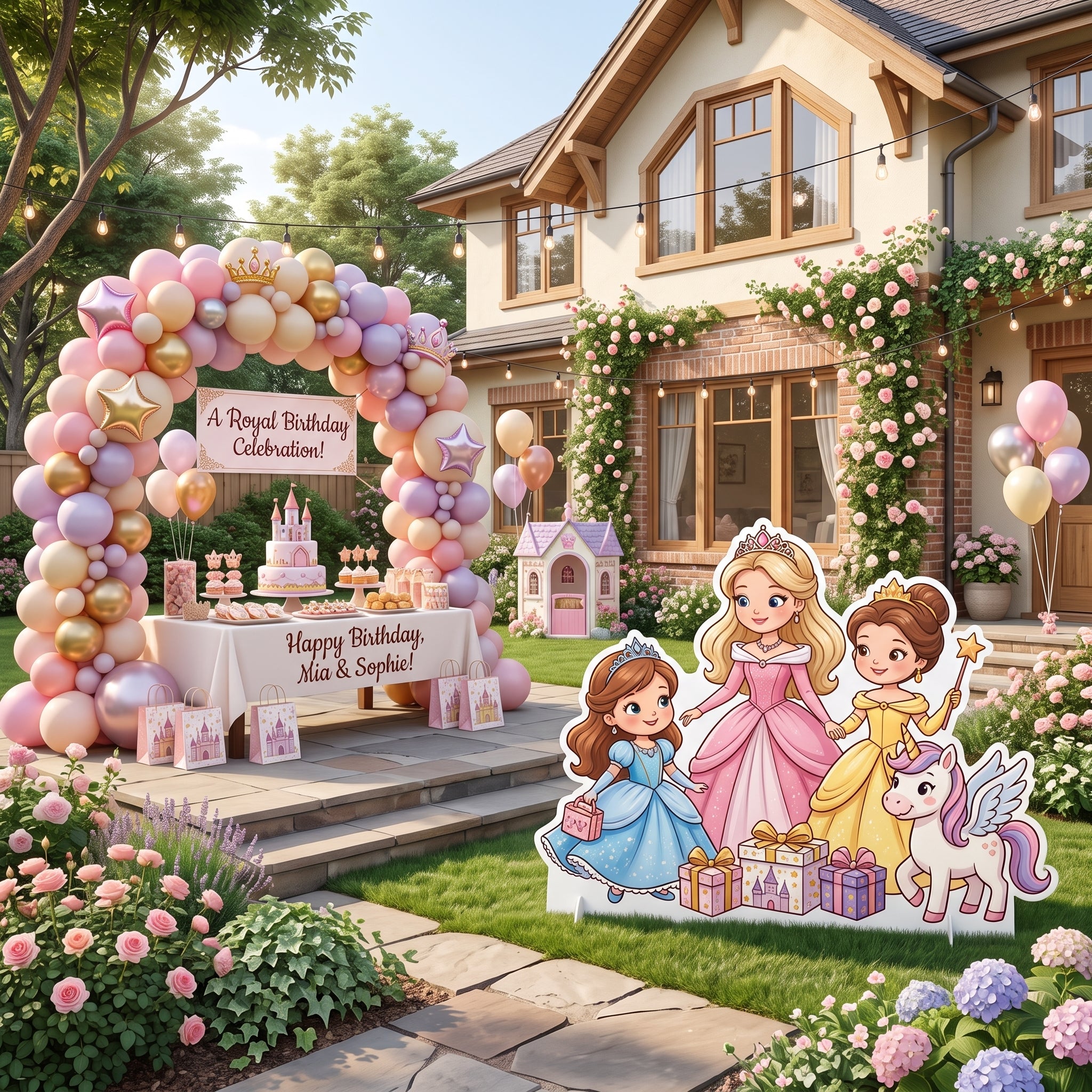 Life Size Princesses Character Premium Freestanding Birthday Cutouts Yard Sign Decor Party Prop