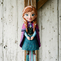 Premium Handmade 30-Inch Frozen Princess Anna Character Pull-String Piñata Table Decor Party Centerpiece