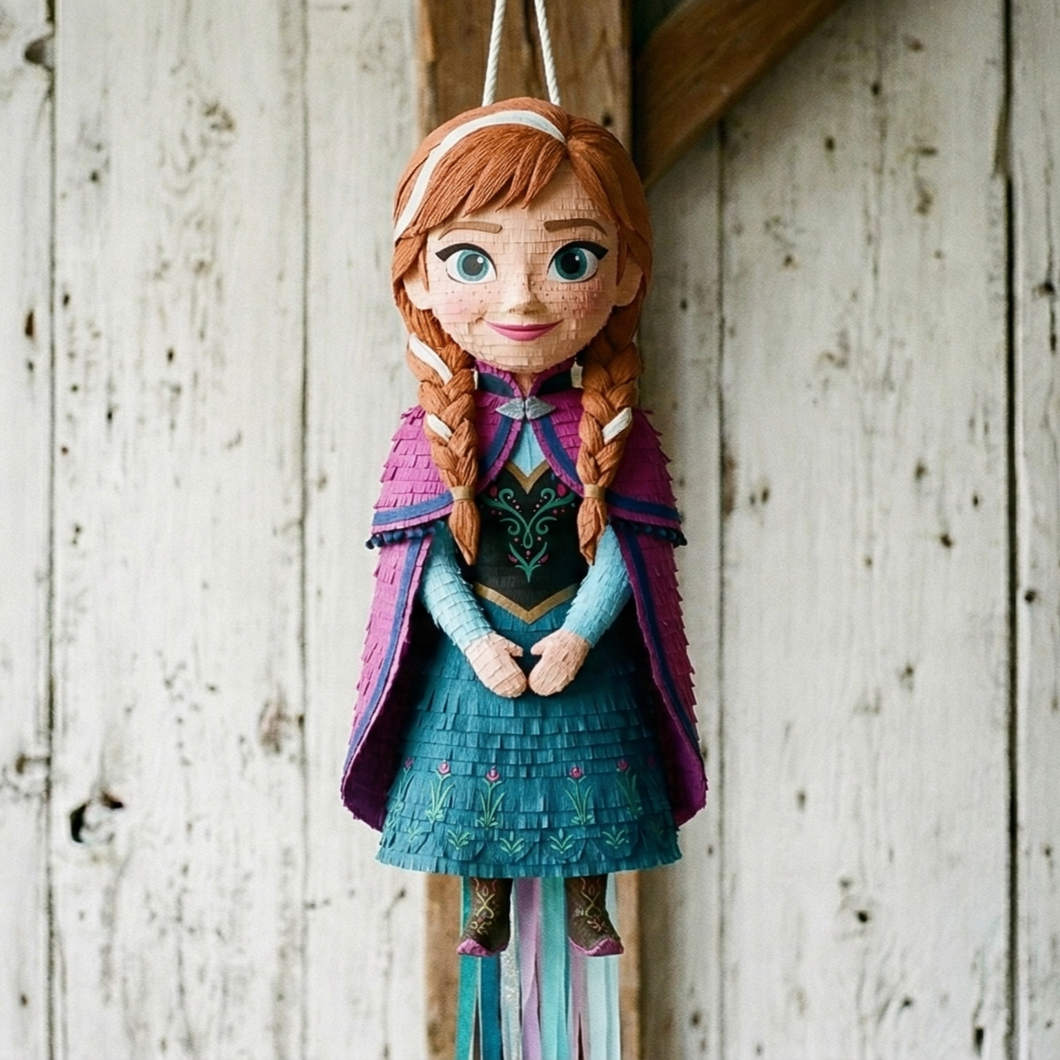 Premium Handmade 30-Inch Frozen Princess Anna Character Pull-String Piñata Table Decor Party Centerpiece