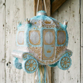 Premium Handmade 30-Inch Princess Carriage Blue Character Pull-String Piñata Table Decor Party Centerpiece