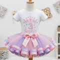 Pink Princess Crown Tutu Set Girls Personalized Custom Tutu Outfit Dress Theme Cake Smash Birthday Party