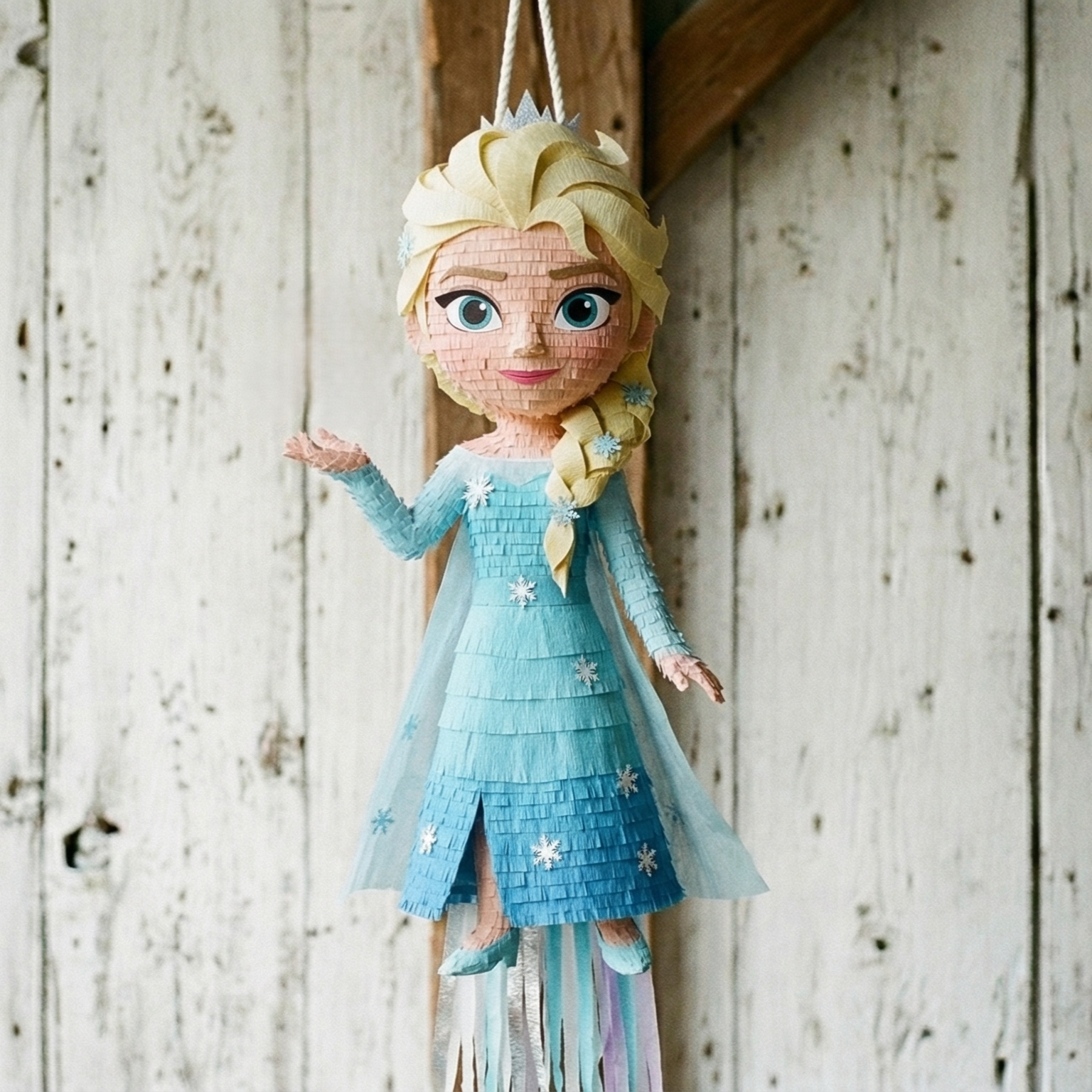 Premium Handmade 30-Inch Frozen Princess Elsa Character Pull-String Piñata Table Decor Party Centerpiece