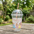 (Pack of 6) Princesses Custom Personalized Birthday Party 16 oz Cups with Dome Lids & Straws