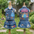 Personalized Custom Name Princesses Denim Vest & Skirt Set Birthday Party Cake Smash Gift