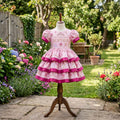 Princesses Pink Girls Personalized Custom Tiered Ruffle Dress Ribbon Trim Theme Cake Smash Birthday Party
