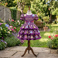 Princesses Purple Girls Personalized Custom Tiered Ruffle Dress Ribbon Trim Theme Cake Smash Birthday Party