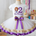 Sofia the First Princess Tutu Set Girls Personalized Custom White Purple Gold Ribbon Sewn Trim Tutu Outfit Dress Theme Cake Smash Birthday