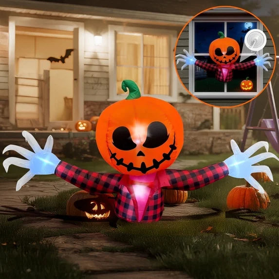 5' Pumpkin Ghost with Giant Arms Yard Halloween Inflatable Blow Up Decor Prop