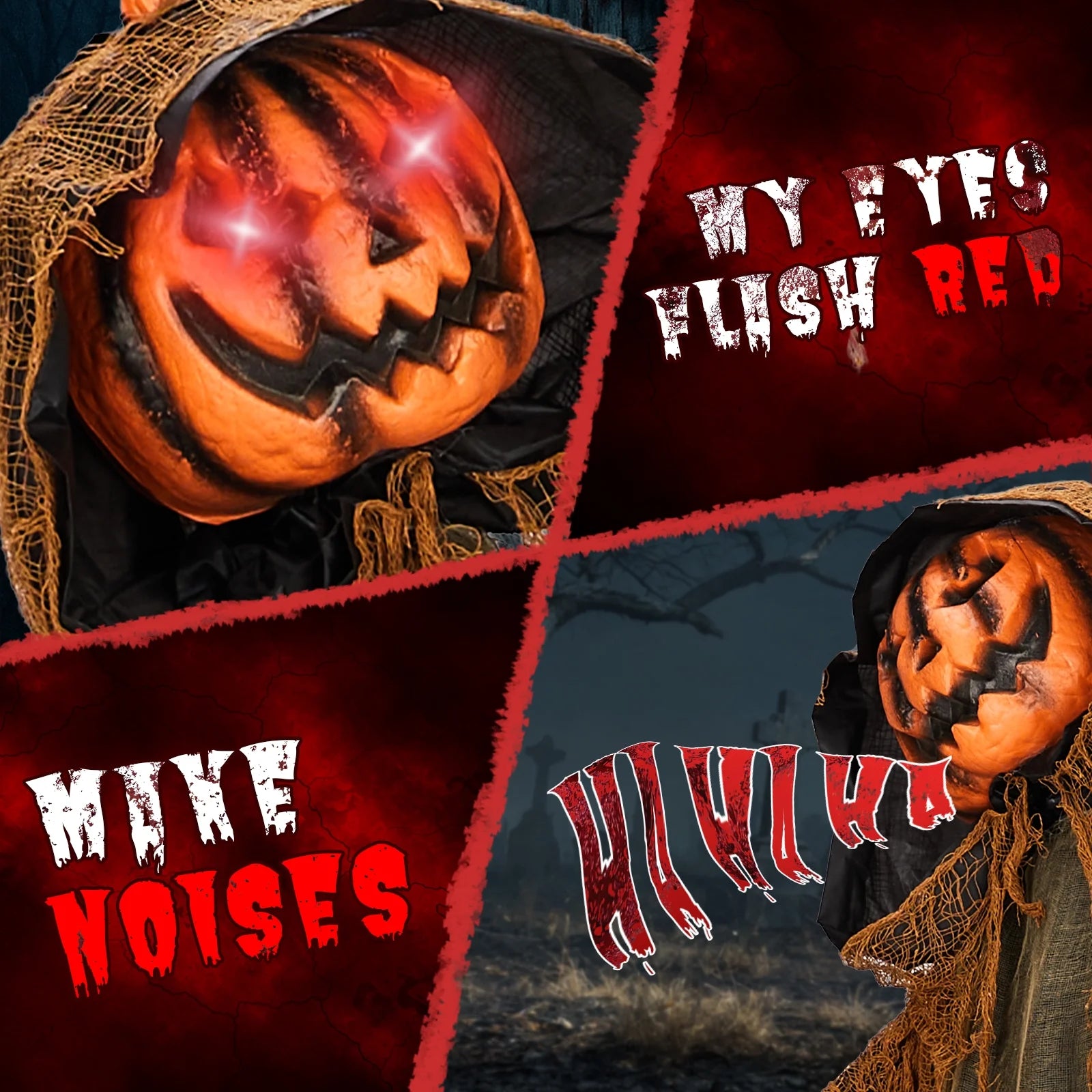 6' Animated Pumpkin Man with Robes Sound Activated Halloween Home Decor Accent Yard Prop