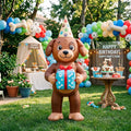 5' Puppy Dog with Birthday Hat and Present Yard Birthday Inflatable Blow Up Decor Prop