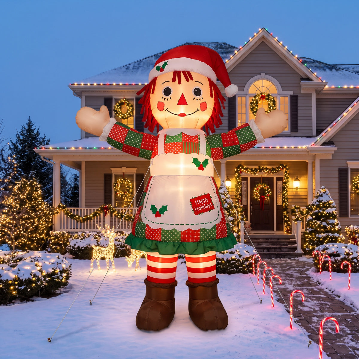 10-Foot Giant Outdoor Toy Shop Rag Doll Inflatable with LED Illumination Christmas Blow Up Yard Decor