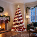 7-Foot Pre-Lit Two-Tone Red and White Spiral Artificial Christmas Tree Life Size Christmas Decor
