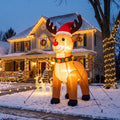 10-Foot Giant Outdoor Santa Claus' Reindeer Inflatable with LED Illumination Christmas Blow Up Yard Decor