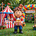 5' Circus Ring Master Boy with Birthday Hat and Present Yard Birthday Inflatable Blow Up Decor Prop
