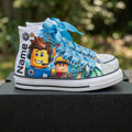 Custom Roblox Boys High-Top Sneakers Shoes Personalized with Name, Ribbon Laces & Rhinestones Birthday Parties Everyday Gift