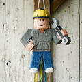 Premium Handmade 30-Inch Roblox Builderman Character Pull-String Piñata Table Decor Party Centerpiece