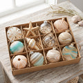 12-Piece Assorted Sandy Beach and Coastal Luxury Holiday Ornament Set Christmas Decor