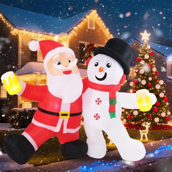 8.9' Santa Claus and Snowman Yard Christmas Inflatable Blow Up Decor Prop