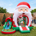 Play Bounce House Jumping Playhouse area with Slide and Ball Pit Christmas Santa Claus' Head Castle Theme