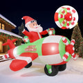 9' Santa Claus in Airplane Spinning Propeller Yard Christmas Inflatable Blow Up Decor Prop