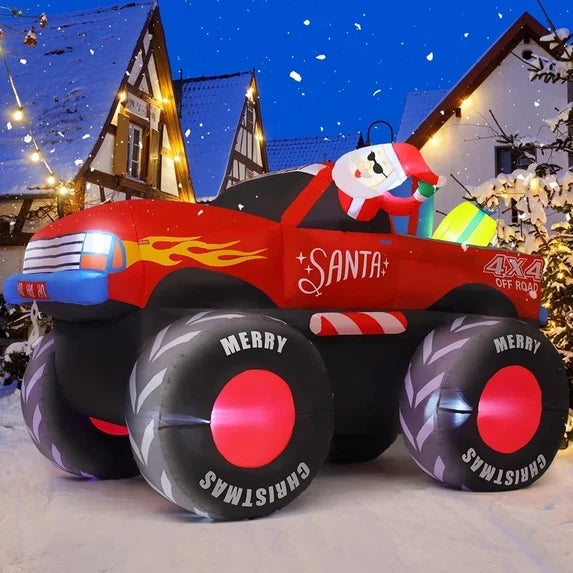 7.5' Santa Claus on Monster Truck Yard Christmas Inflatable Blow Up Decor Prop