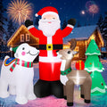 6' Santa Claus Polar Bear Reindeer & Tree Yard Christmas Inflatable Blow Up Decor Prop