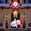 8-Foot Giant Outdoor Hanging Santa Claus pulling Reindeer and Snowman Inflatable with LED Illumination Christmas Blow Up Yard Decor