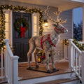 5' Christmas Santa's Reindeer Figure Music Lights Motion Sensor Christmas Home Decor Accent Yard Prop