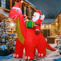 8.5-Foot Giant Outdoor Santa Claus Riding Dinosaur Inflatable with LED Illumination Christmas Blow Up Yard Decor