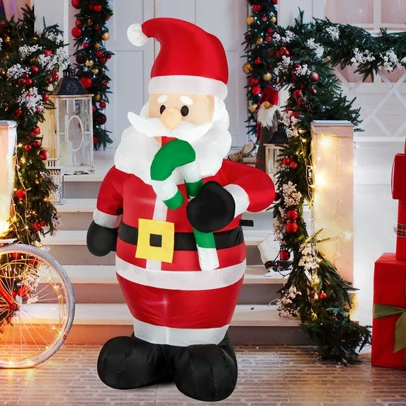 4' Santa Claus with Candy Cane Yard Christmas Inflatable Blow Up Decor Prop