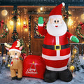 7-Foot Giant Outdoor Santa Claus with Sack and Reindeer Inflatable with LED Illumination Christmas Blow Up Yard Decor