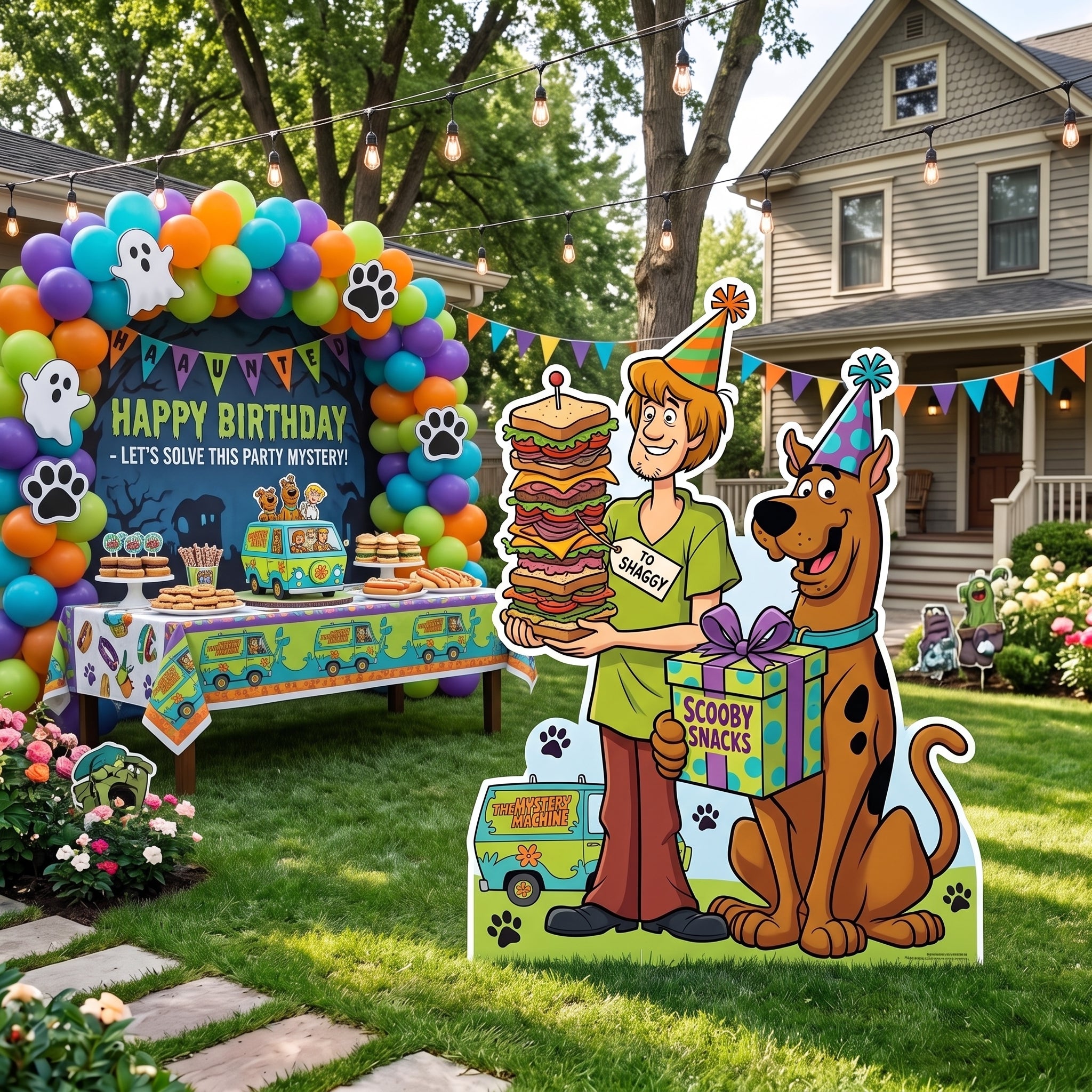 Life Size Scooby Doo & Shaggy Character Premium Freestanding Cutouts Yard Sign Decor Party Prop