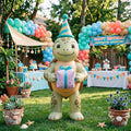 5' Sea Turtle with Birthday Hat and Present Yard Birthday Inflatable Blow Up Decor Prop