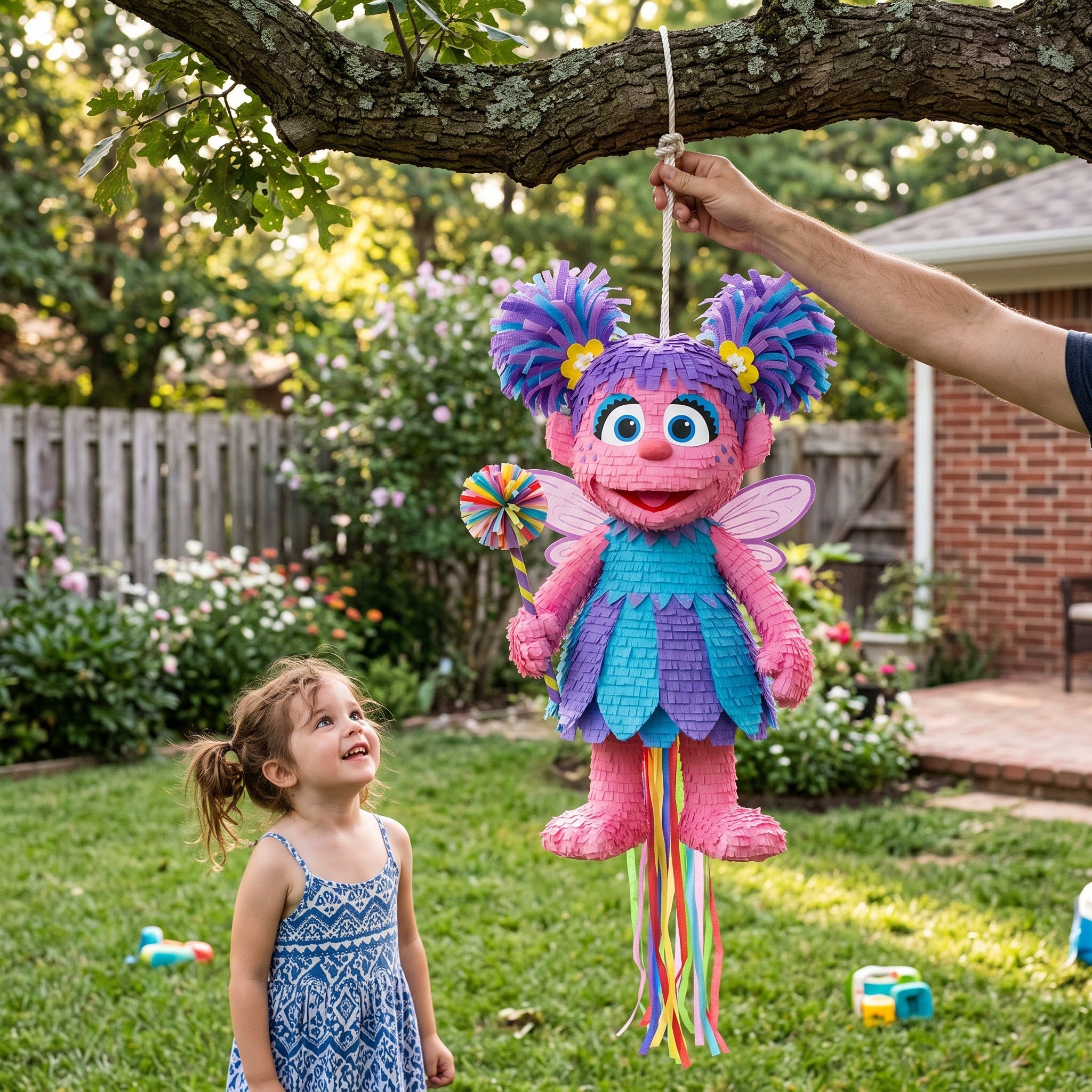 Premium Handmade 30-Inch Sesame Street Abby Cadabby Character Pull-String Piñata Table Decor Party Centerpiece