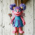 Premium Handmade 30-Inch Sesame Street Abby Cadabby Character Pull-String Piñata Table Decor Party Centerpiece