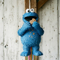 Premium Handmade 30-Inch Sesame Street Cookie Monster Character Pull-String Piñata Table Decor Party Centerpiece