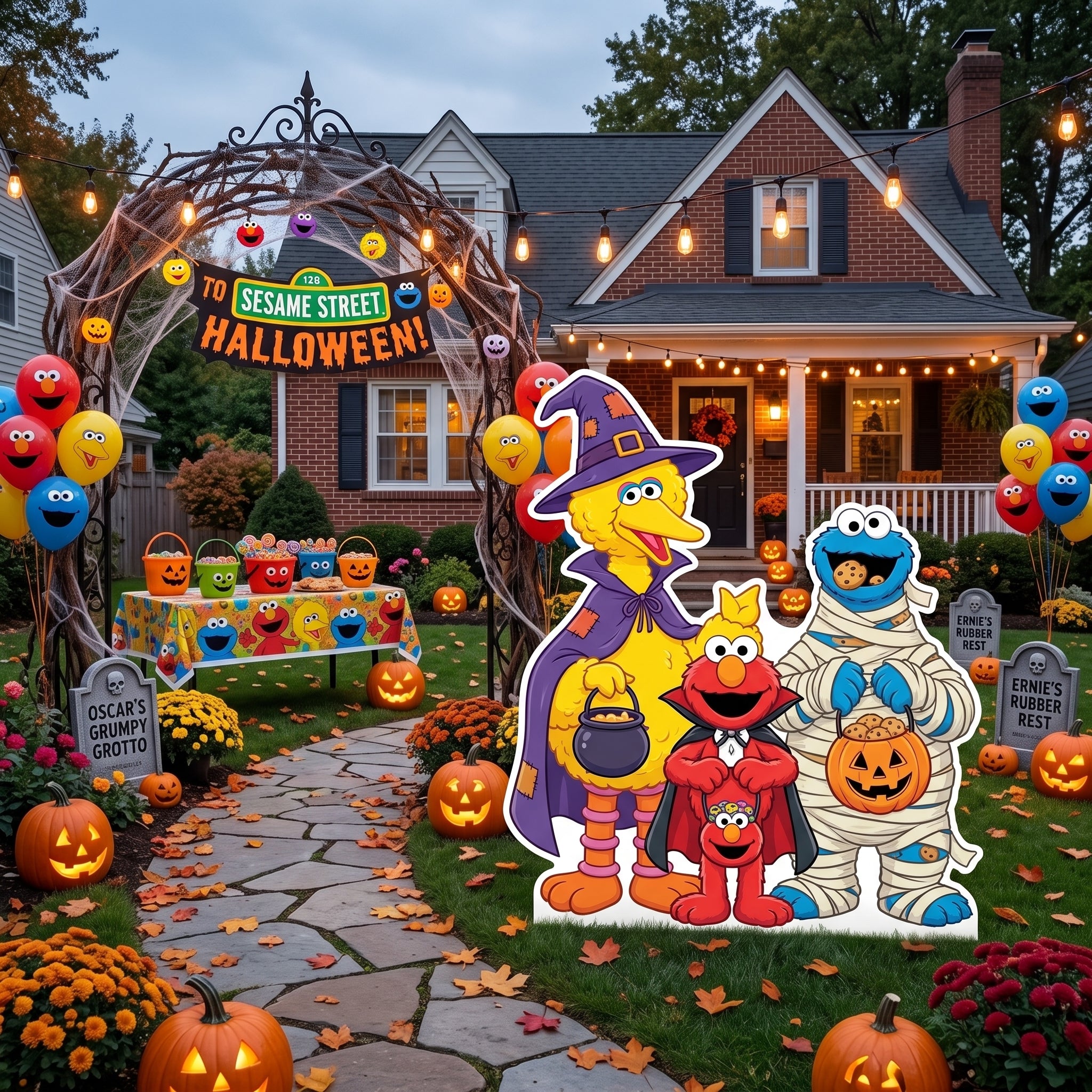 Life Size Sesame Street Halloween Character Premium Freestanding Cutouts Yard Sign Decor Party Prop