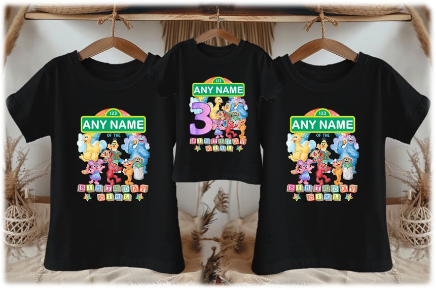 Sesame Street Personalized Custom Black Family T-Shirt or Onesie Pack Theme Cake Smash Birthday Party