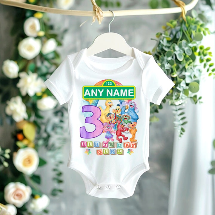 Sesame Street Personalized Custom White Family T-Shirt or Onesie Pack Theme Cake Smash Birthday Party