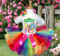 Sesame Street Tutu Set Girls Personalized Custom Rainbow Knots Tutu Outfit Dress Theme Cake Smash Party