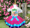 Sesame Street Tutu Set Girls Personalized Custom Hot Pink Blue Purple Ribbon Trim Tutu Outfit Dress Theme Cake Smash Party