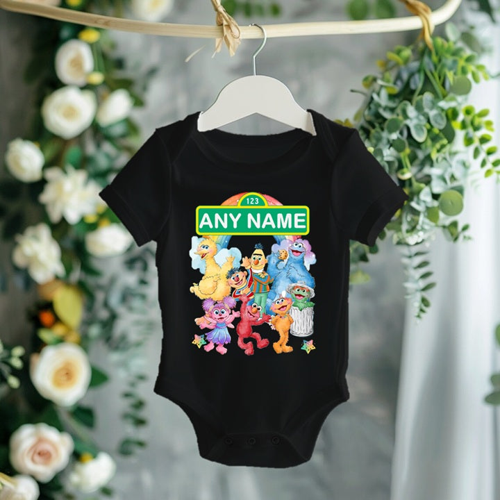 Sesame Street Personalized Custom Black T-Shirt or Onesie Theme Cake Smash Party