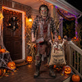 6' Animated Slaughterhouse Bone Collector Figure Music Lights Motion Sensor Halloween Home Decor Accent Yard Prop
