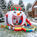 Play Bounce House Jumping Playhouse area with Slide and Ball Pit Christmas Snowman's Head Castle Theme