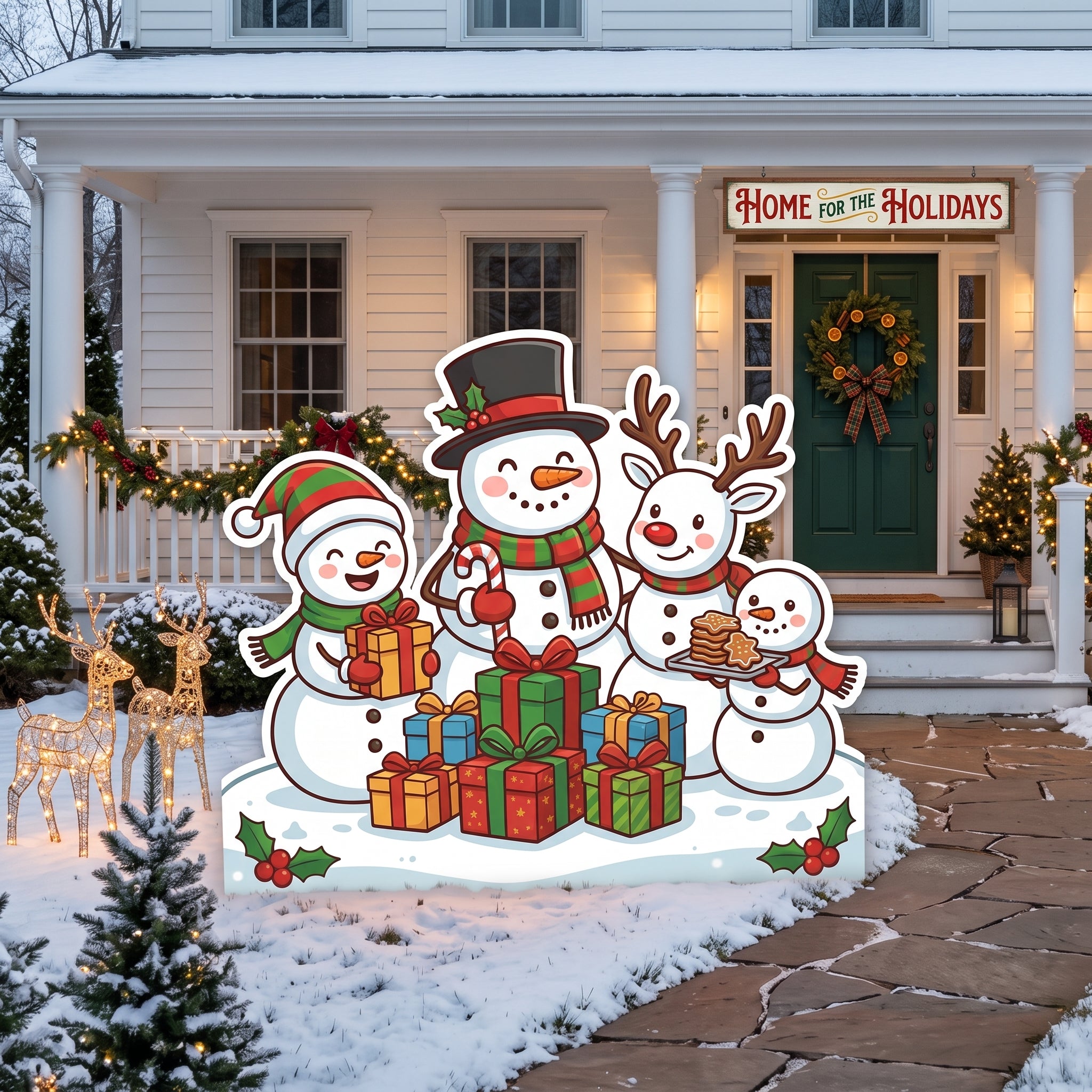 Life Size Snowman Family Character Premium Freestanding Christmas Cutouts Yard Sign Decor Party Prop