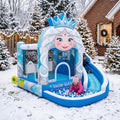 Play Bounce House Jumping Playhouse area with Slide and Ball Pit Christmas Snow Queen's Head Castle Theme