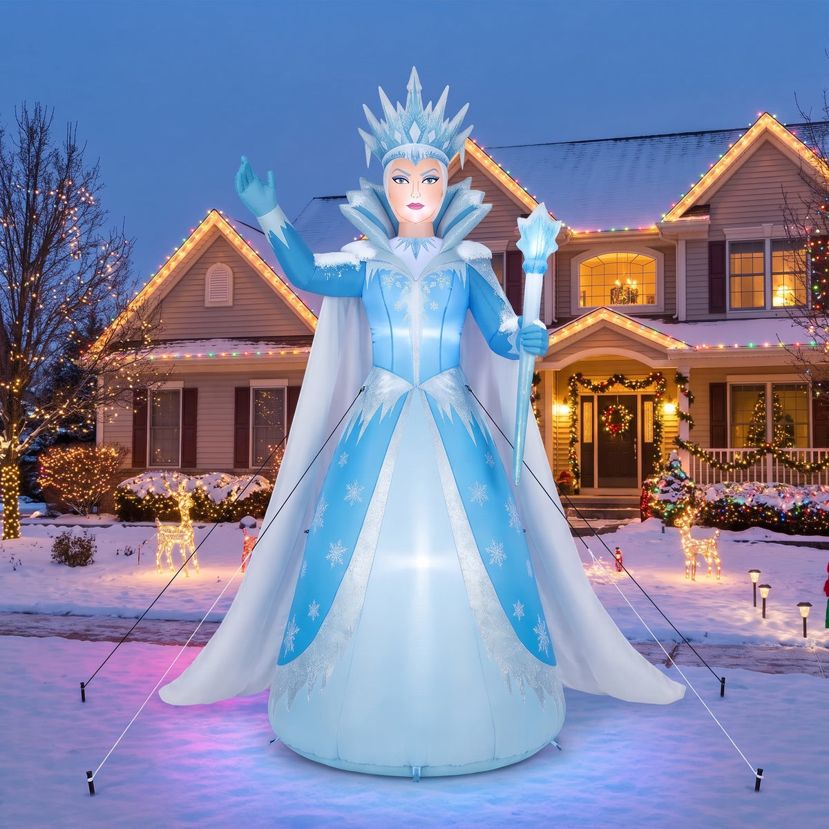 10-Foot Giant Outdoor The Snow Queen (Hans Christian Andersen) Inflatable with LED Illumination Christmas Blow Up Yard Decor