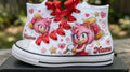 Custom Sonic the hedgehog Movie Amy Rose High-Top Sneakers Shoes Personalized with Name, Ribbon Laces & Rhinestones Birthday Parties Everyday Gift