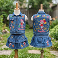 Personalized Custom Name Sonic the Hedgehog Amy Rose Denim Vest & Skirt Set Birthday Party Cake Smash Gift